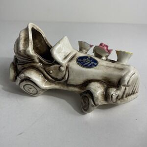 Rare Vintage Nuova Capodimonte Pottery Porcelain Miniature Car Buggy 3‎ Flowers